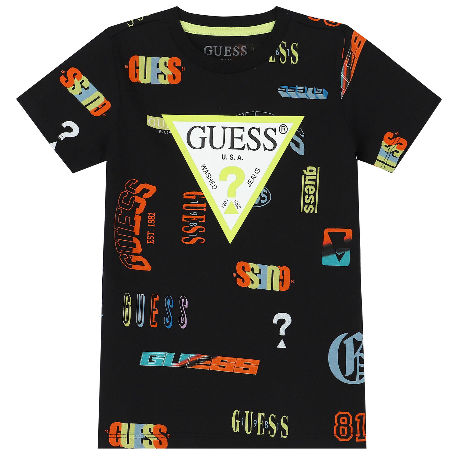 تيشيرت أولاد بالشعار باللون الاسود, 3, hi-res