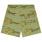 شورت سباحة بشعار جيتار باللون الأخضر والأصفر للأولاد, 1, hi-res