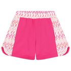 Girls White & Pink Logo Zig Zag Shorts, 2, hi-res