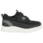 Black Mesh Logo Trainers, 1, hi-res