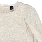 Girls Ivory Bow Lattice Sequin Cape Dress, 1, hi-res