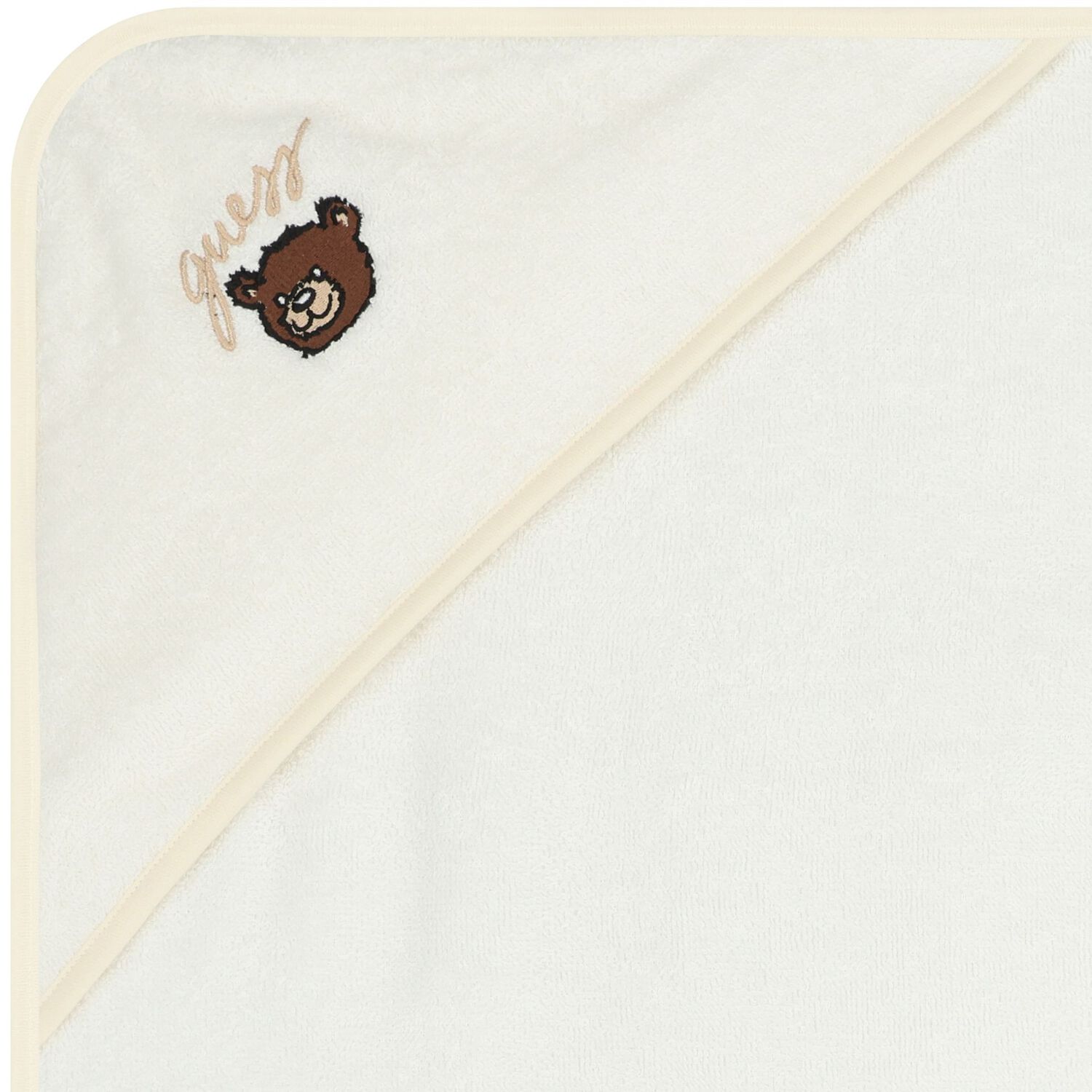 White Teddy Bear Logo Hooded Baby Towel, 1, hi-res