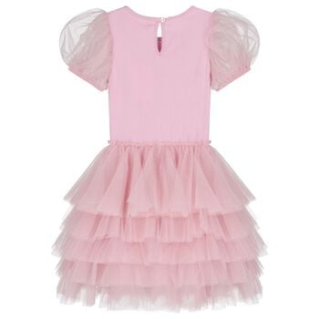 Girls Pink Embellished Crystal Tulle Dress