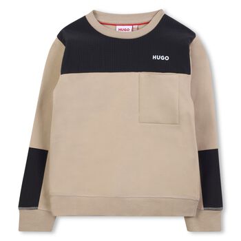 HUGO Boys Beige Logo Sweatshirt, 2 Boys Beige Logo Sweatshirt