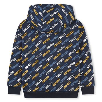 Boys Navy Blue Logo Hooded Top