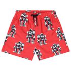 Boys Red Robot Swim Shorts, 2, hi-res