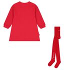 طقم فستان للبنات بطبعه قلب باللون الاحمر , 1, hi-res