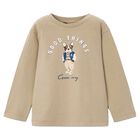 Boys Beige Dog Long Sleeve Top, 2, hi-res