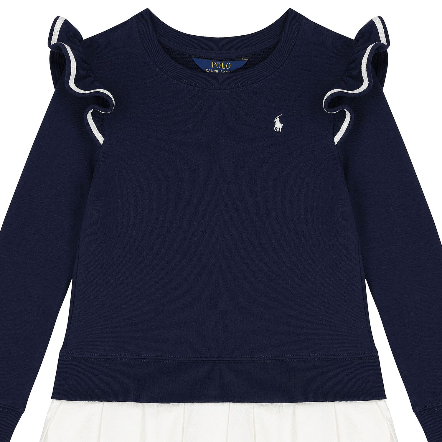 Girls Navy Blue & White Logo Dress, 1, hi-res image number null