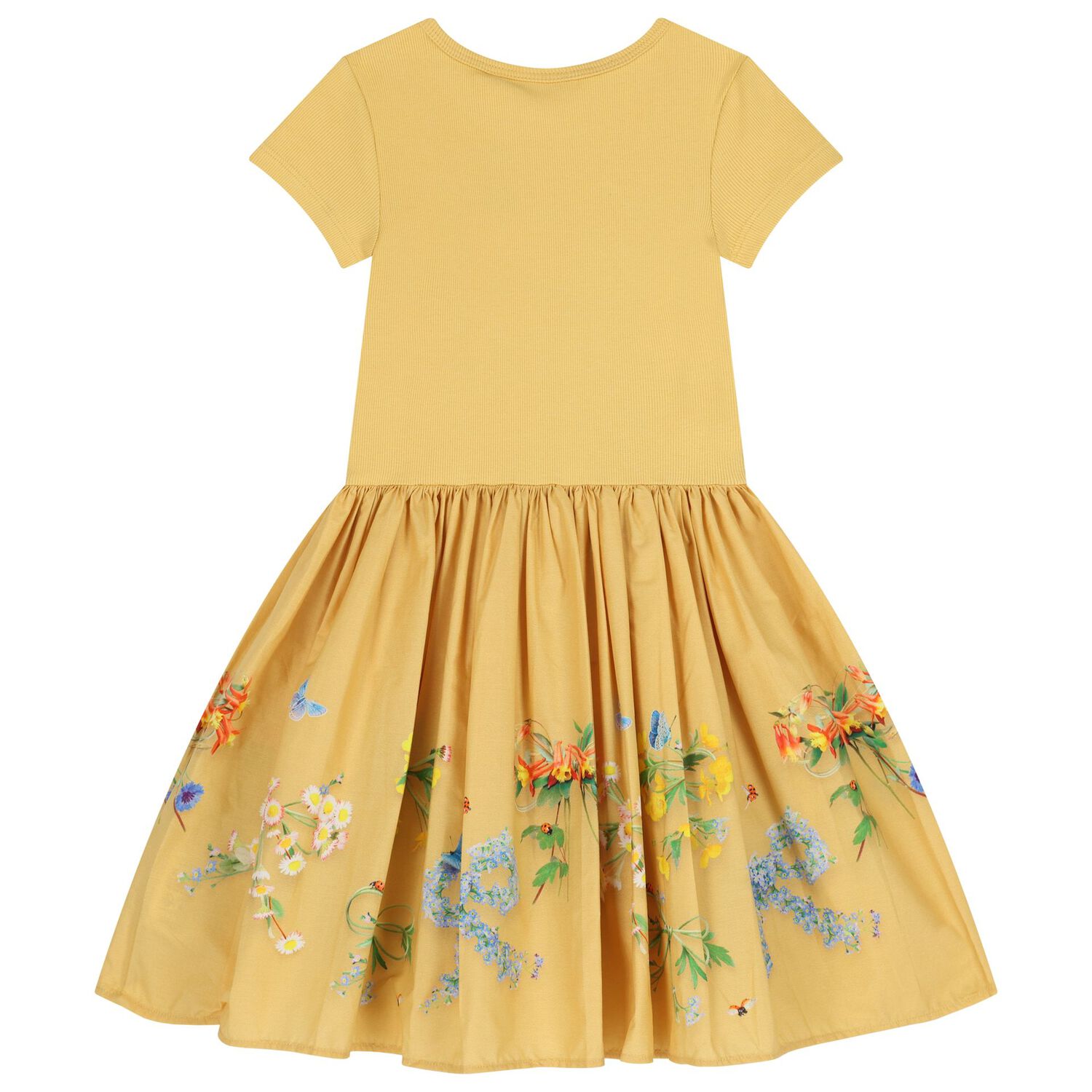 Girls Yellow Floral Dress, 1, hi-res