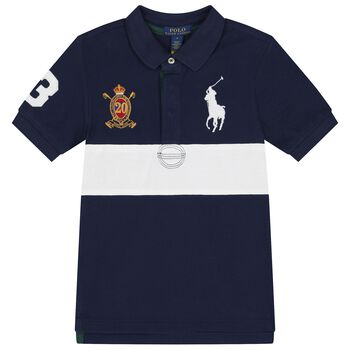 Ralph Lauren Boys Navy Blue & White Pony Logo Polo Shirt, 1 Boys Navy Blue & White Pony Logo Polo Shirt