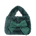 Girls Green Faux Fur Handbag, 2, hi-res