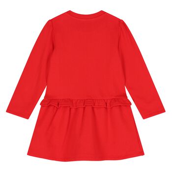 Younger Girls Red Teddy Bear Logo Dress
