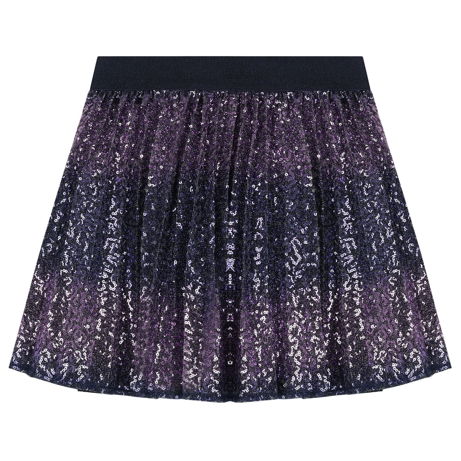 Girls Navy Blue Embellished Pleated Skirt, 1, hi-res