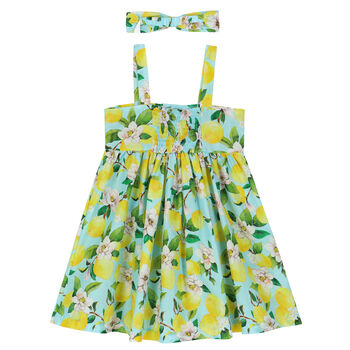 Girls Blue & Yellow Lemon Dress Set
