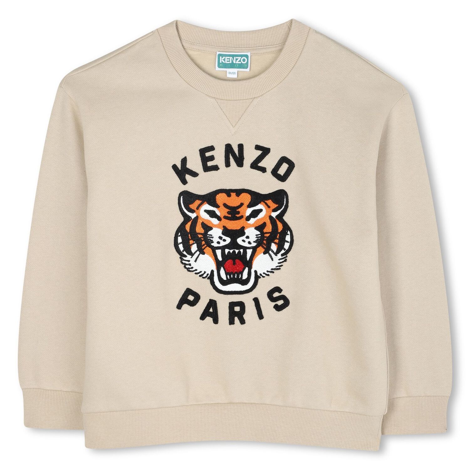 Boys Beige Tiger Logo Sweatshirt, 1, hi-res image number null