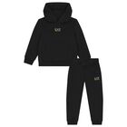 Boys Black Logo Tracksuit, 1, hi-res