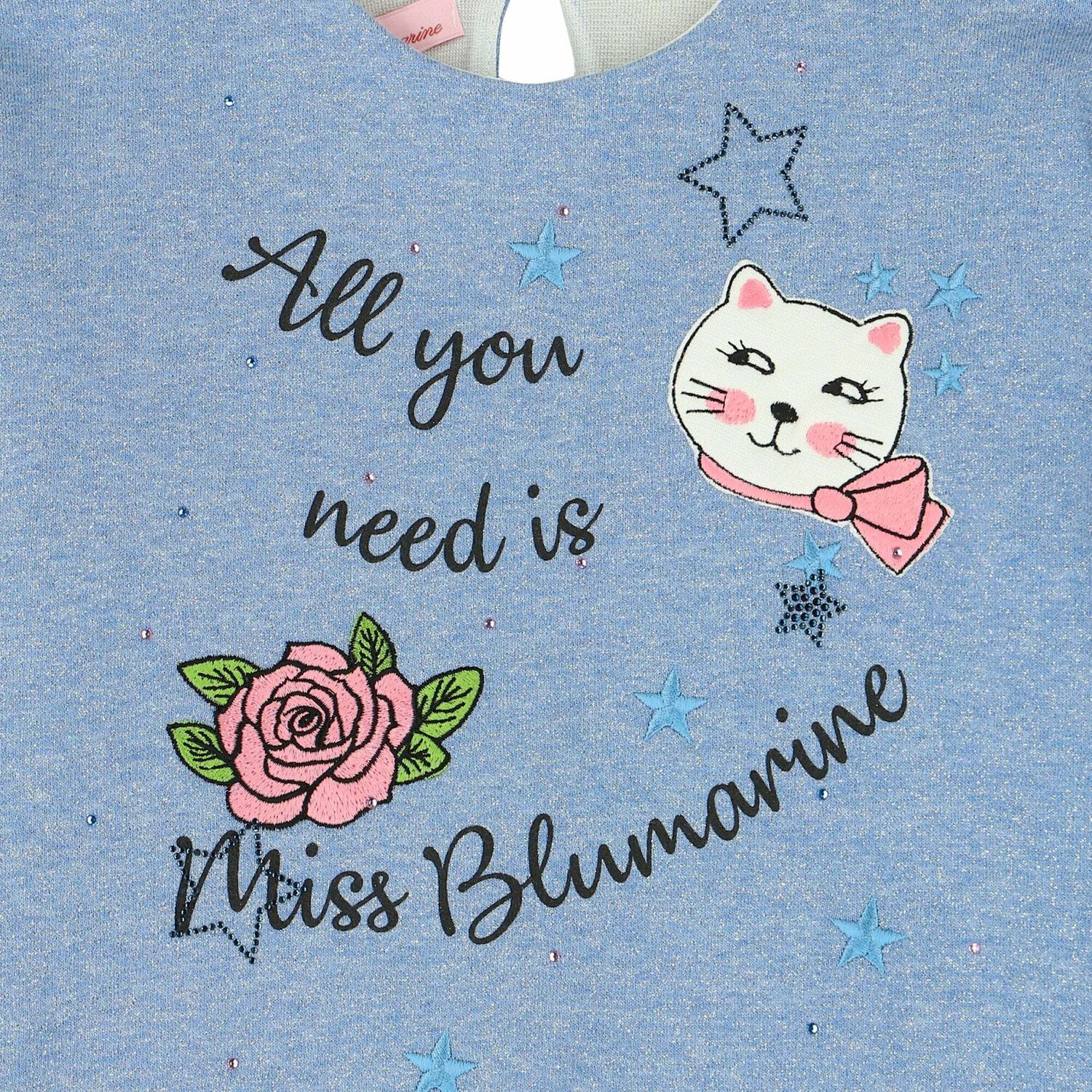 Girls Blue Embroidered Dress, 1, hi-res image number null