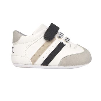 Baby Boys White & Grey Pre-Walker Trainers