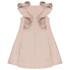 Girls Pink Satin Ruffle Dress, 4, hi-res