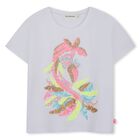 Girls White Sequin Flamingo T-Shirt , 1, hi-res