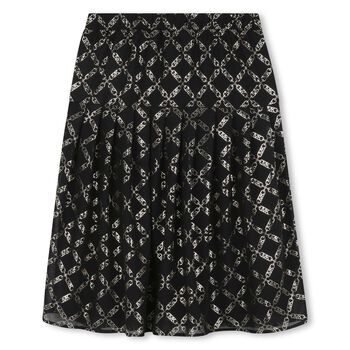 Girls Black & Gold Logo Pleated Skirt