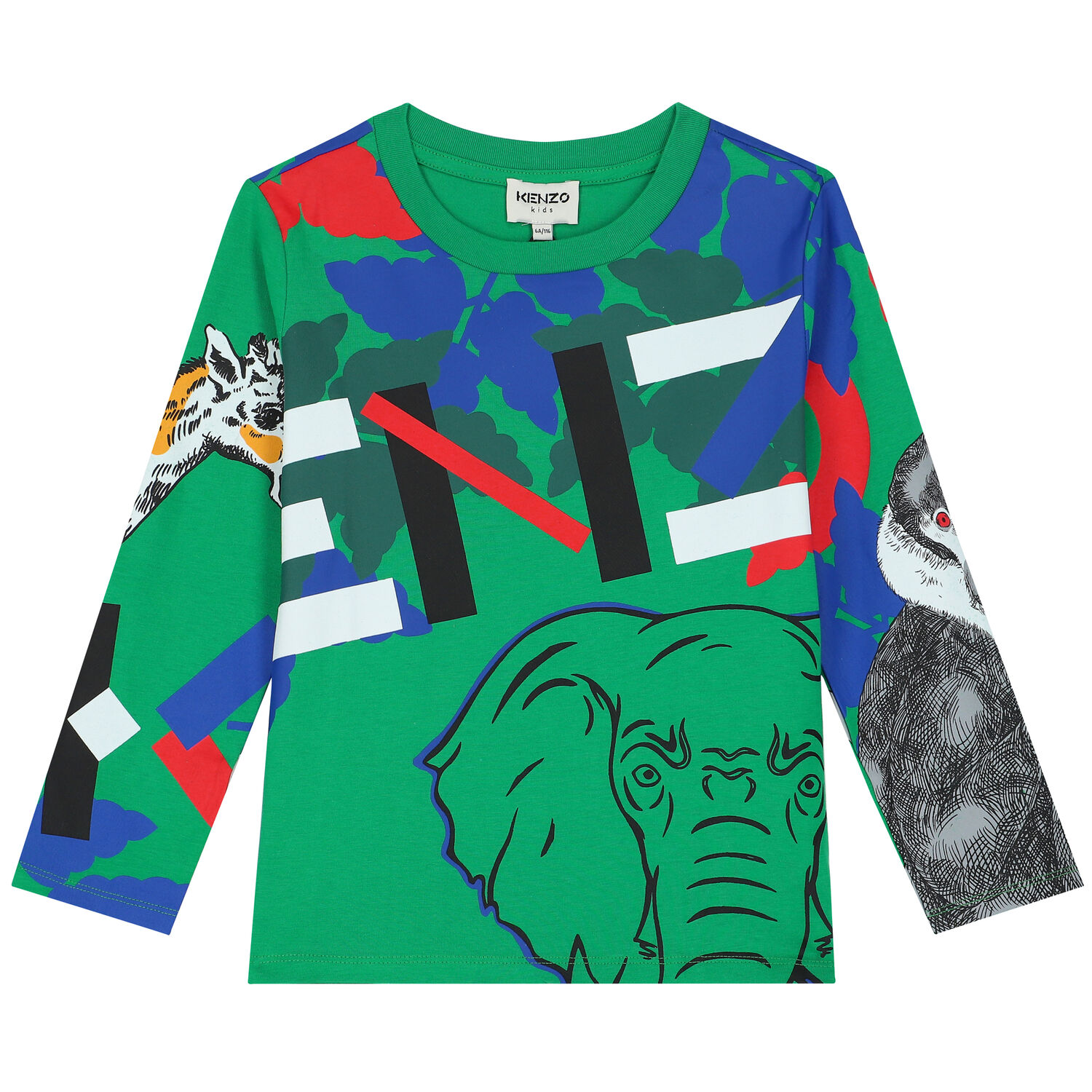 توب بأكمام طويلة بالشعار باللون الأخضر للأولاد, 1, hi-res
