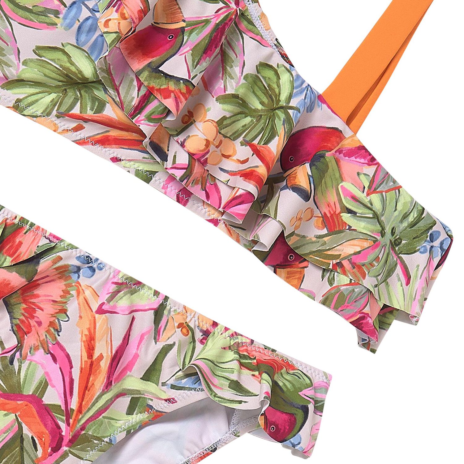 Girls Green & Pink Tropical Bikini, 1, hi-res image number null