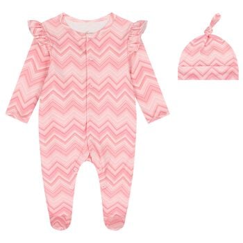 Baby Girls Pink Zig Zag Babygrow Set 