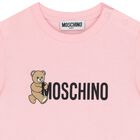 Younger Girls Pink Teddy Bear Logo T-Shirt, 7, hi-res