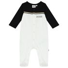 Baby Boys White & Black Logo Babygrow Set, 1, hi-res
