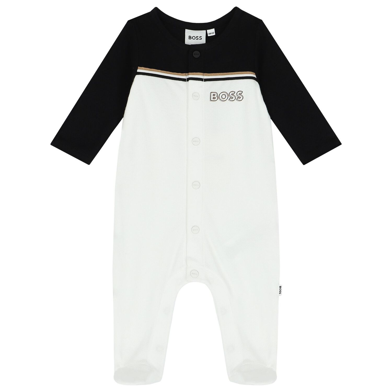 Baby Boys White & Black Logo Babygrow Set, 1, hi-res image number null