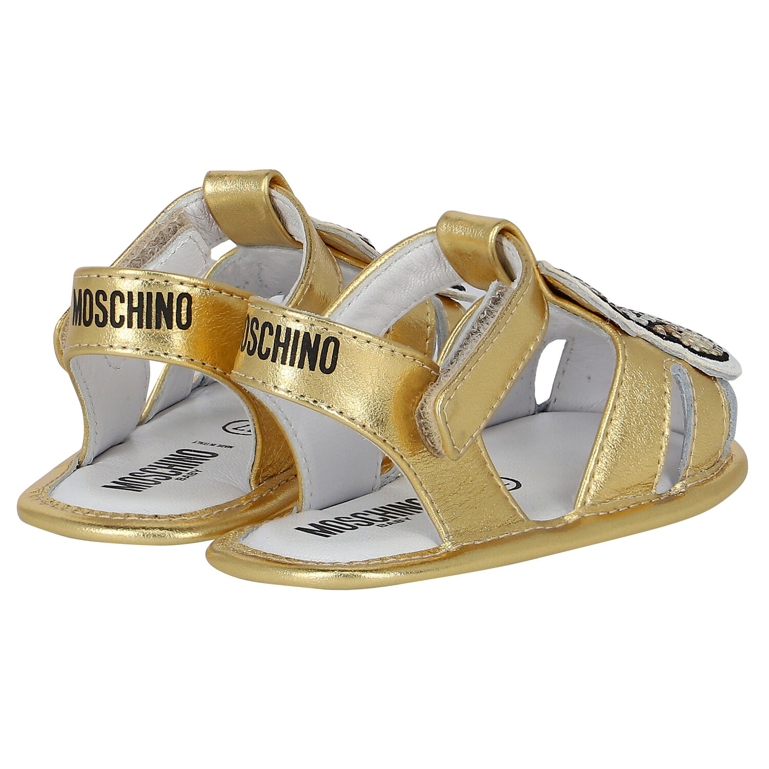 Gold Teddy Bear Logo Baby Sandals, 1, hi-res image number null