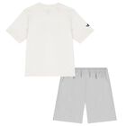 Boys White & Grey Shorts Set, 1, hi-res