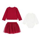 Baby Girls Red & Ivory Tulle Skirt Set, 3, hi-res