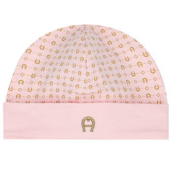 Pink & Gold Pima Cotton Logo Baby Hat