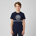 Boys Navy Blue Logo T-Shirt, 3, hi-res