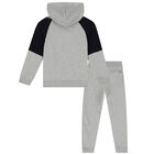 Boys Grey & Navy Logo Tracksuit, 2, hi-res