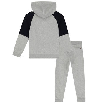Boys Grey & Navy Logo Tracksuit