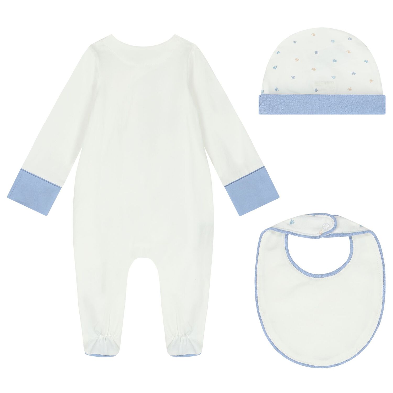 Baby Boys White & Blue Teddy Bear Babygrow Gift Set, 2, hi-res