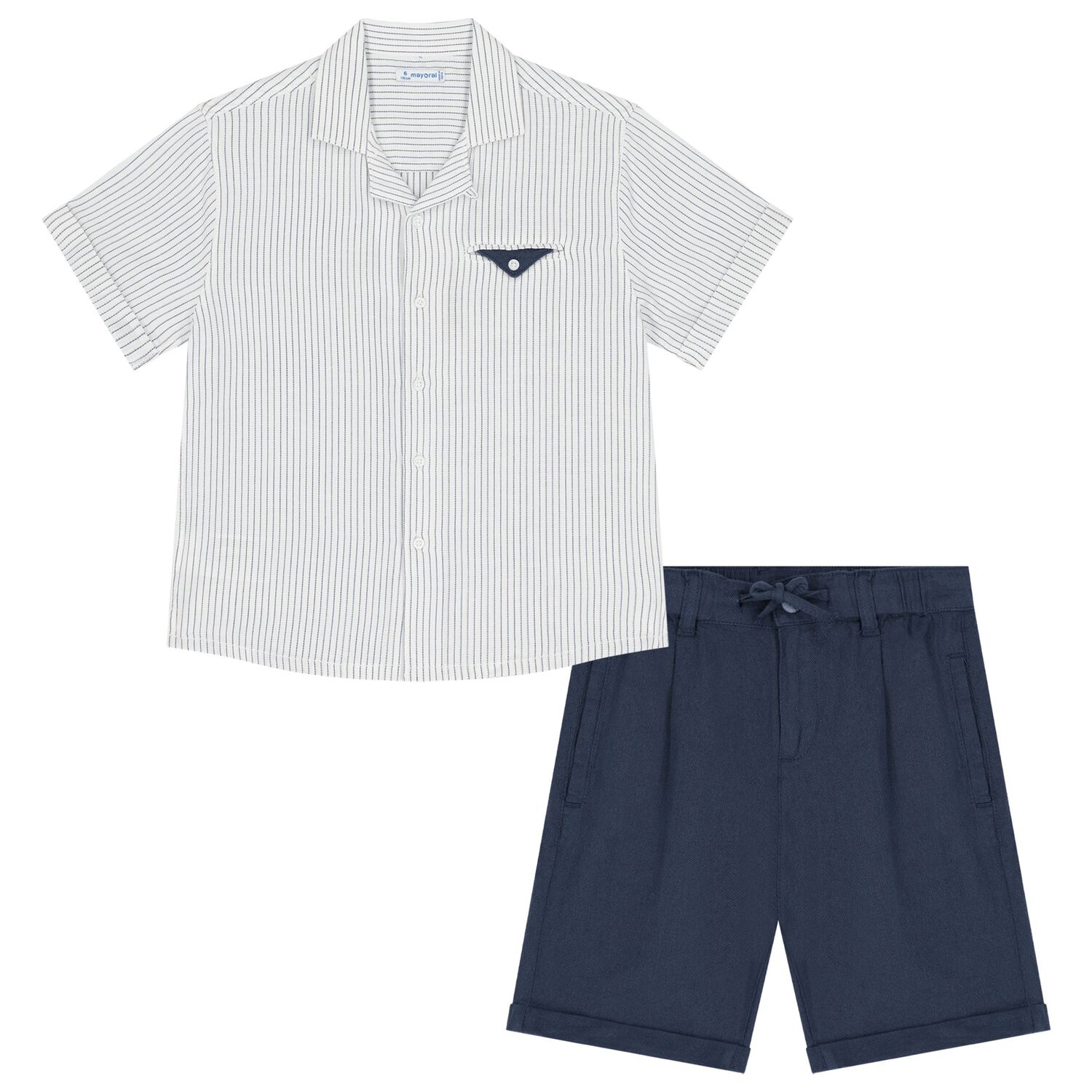 Boys White & Blue Shorts Set, 2, hi-res image number null