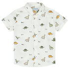 Younger Boys White Dinosaur Shirt, 1, hi-res