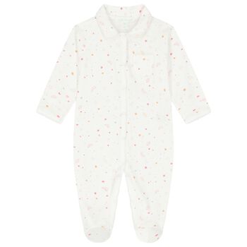 Baby Girls White & Pink Babygrow