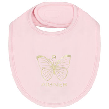 Baby Girls Pink Pima Cotton Logo Bib