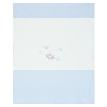 Baby Boys White & Blue Blanket