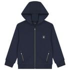 Boys Navy Blue Zip Up Top, 1, hi-res