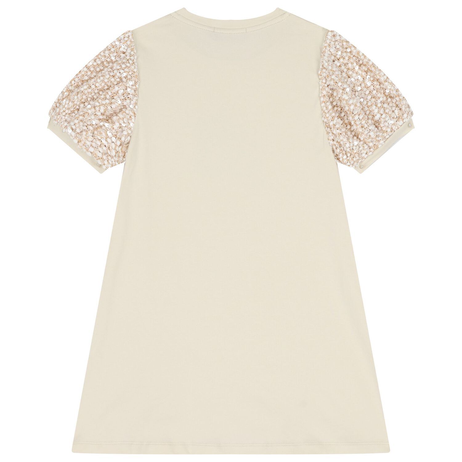 فستان بنات بطبعة حقيبة باللون العاجي, 1, hi-res