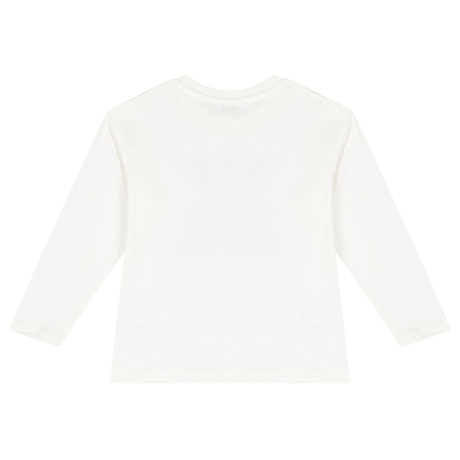 توب بنات بأكمام  بالشعار باللون العاجى, 1, hi-res