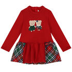 Baby Girls Red Bear & Tartan Dress, 1, hi-res