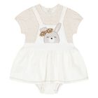 Baby Girls White & Beige Dress Set, 1, hi-res